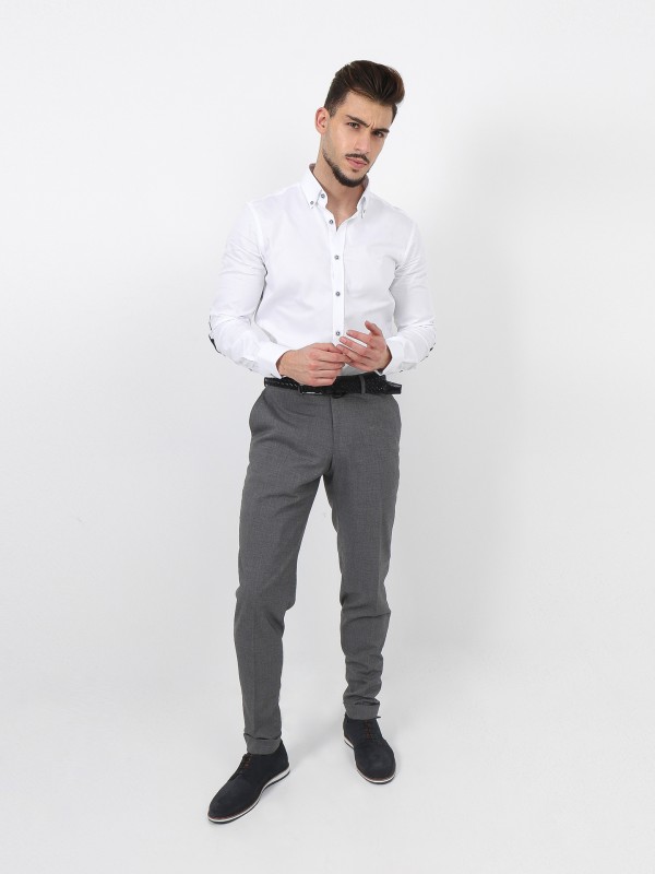 Regular fit plain classic trousers