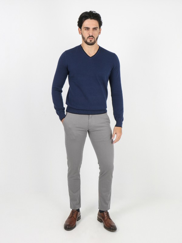 Slim fit cotton chino trousers