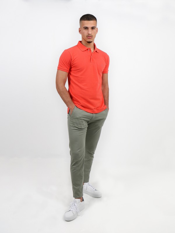Slim fit elastic cotton chino trousers