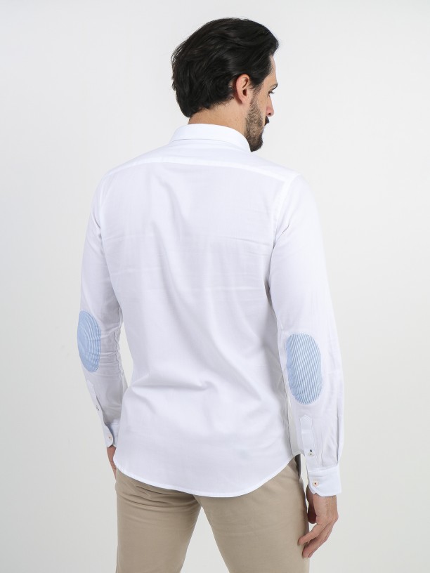 Camisa lisa de algodão com cotoveleira