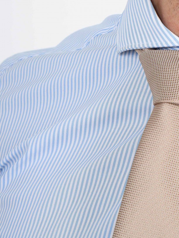 Classic short collar striped shirt