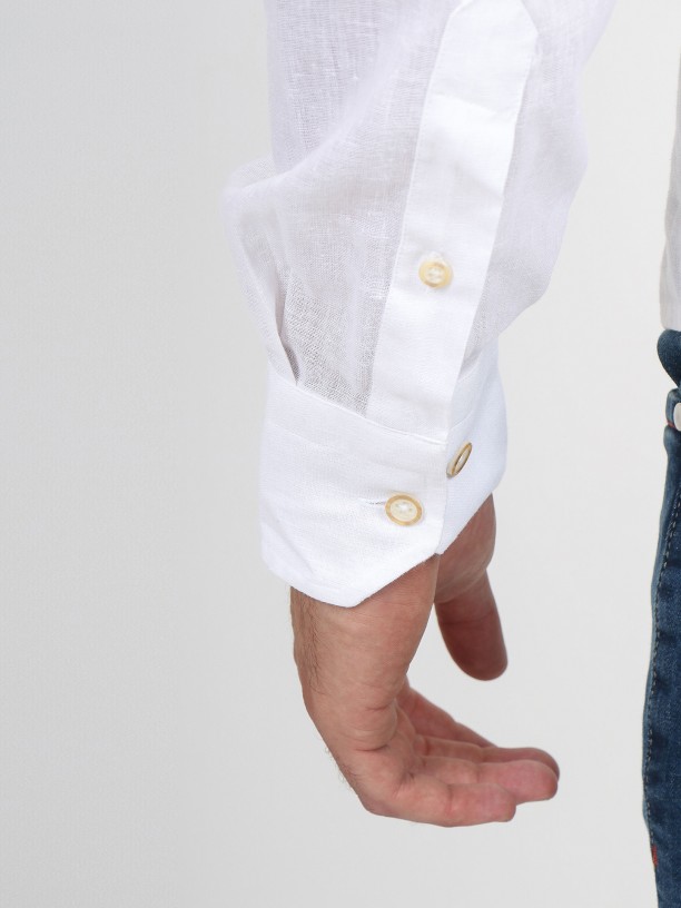 Camisa de lino y algodón relaxed fit Camisa de lino y algodón relaxed fit