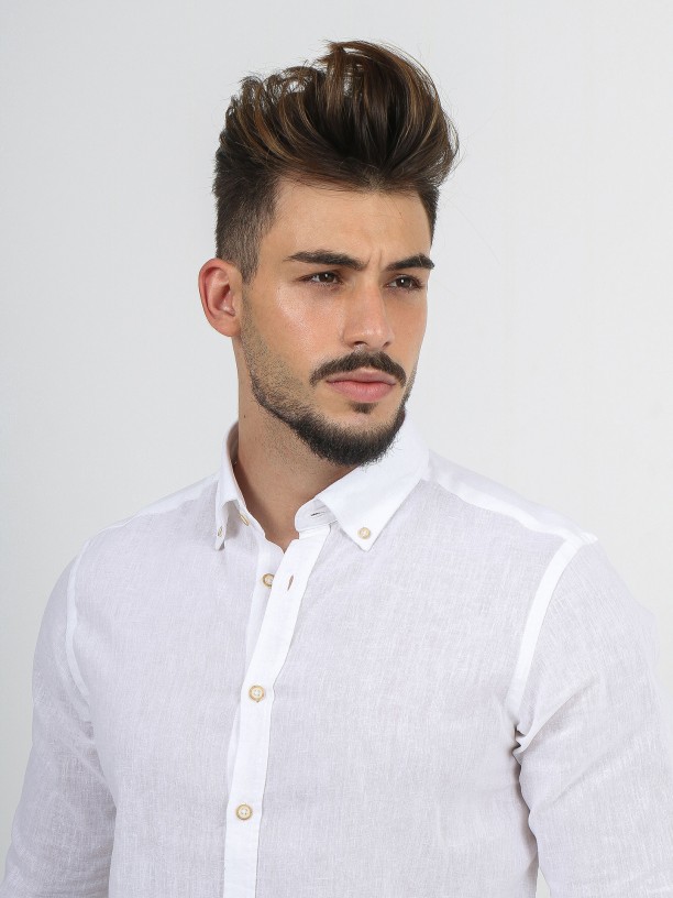 Camisa de lino y algodón relaxed fit Camisa de lino y algodón relaxed fit