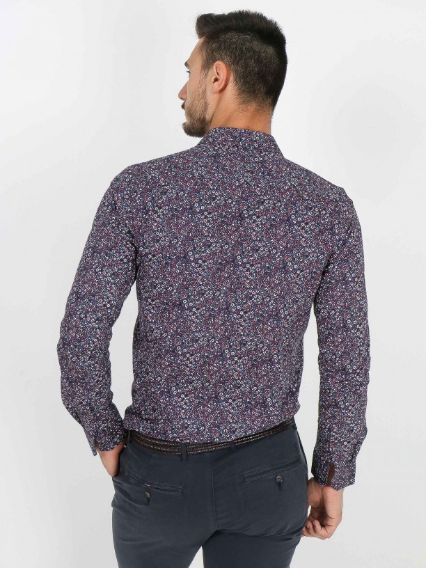 Camisa de algodón estampado floral
