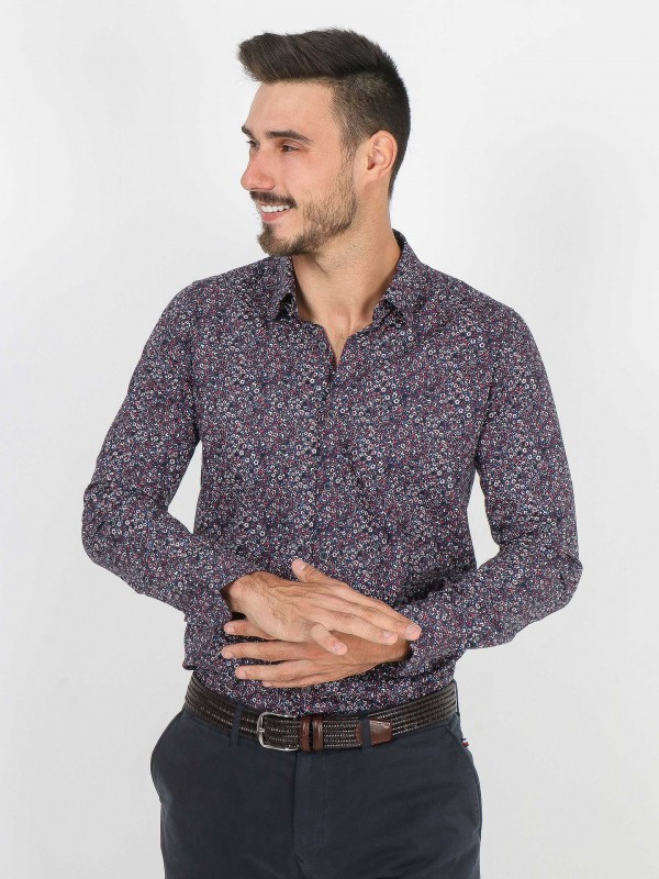 Camisa de algodão padrão florido