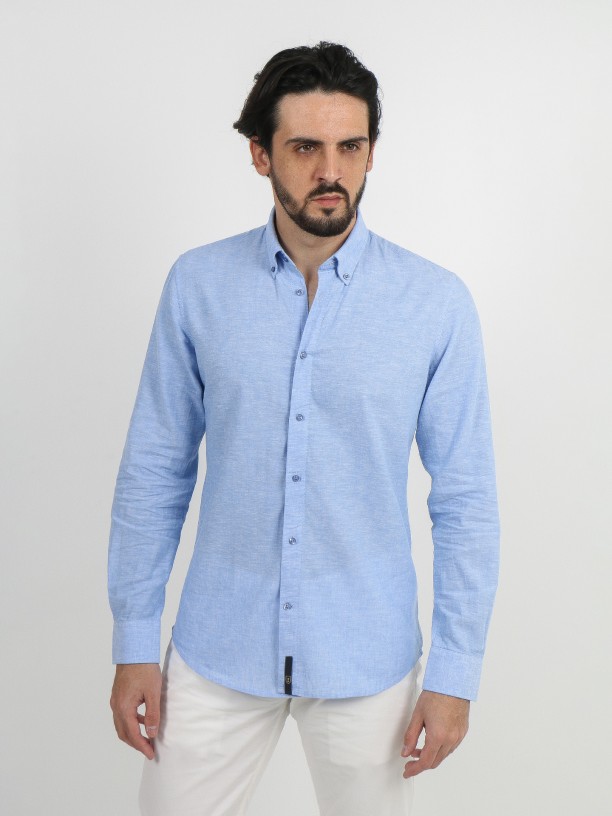 Camisa de lino y algodón relaxed fit Camisa de lino y algodón relaxed fit