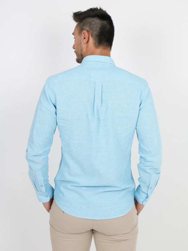 Camisa de linho e algodão relaxed fit Camisa de linho e algodão relaxed fit