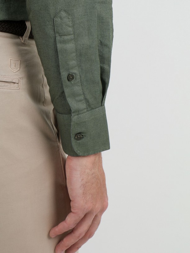 Short collar linen cotton shirt Short collar linen cotton shirt