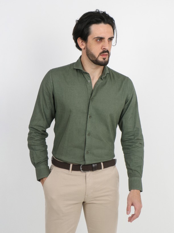 Short collar linen cotton shirt Short collar linen cotton shirt