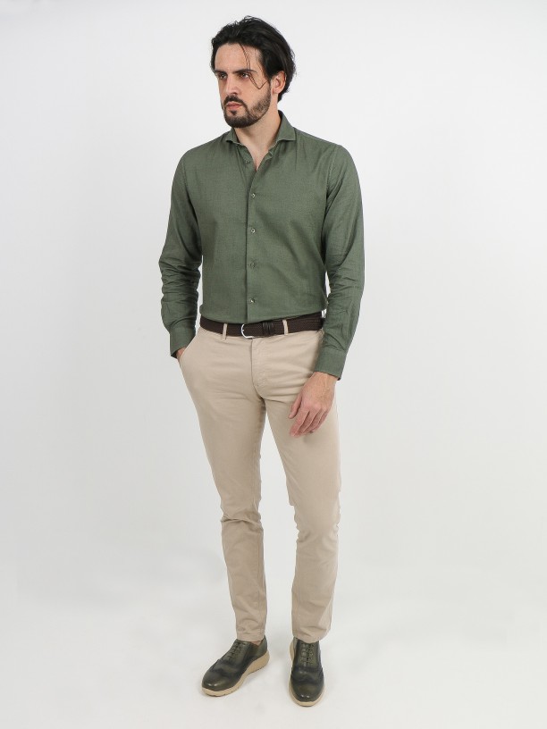 Short collar linen cotton shirt Short collar linen cotton shirt