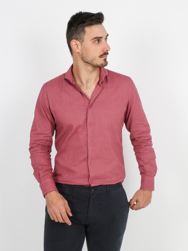 Short collar linen cotton shirt Short collar linen cotton shirt