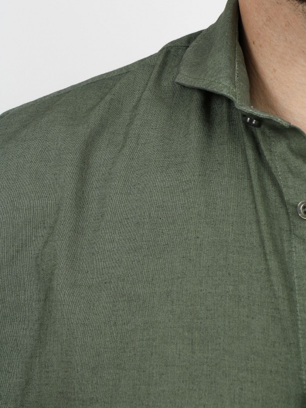 Short collar linen cotton shirt Short collar linen cotton shirt