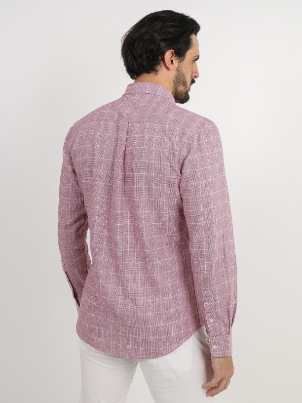 Camisa de lino y algodón cuadros
