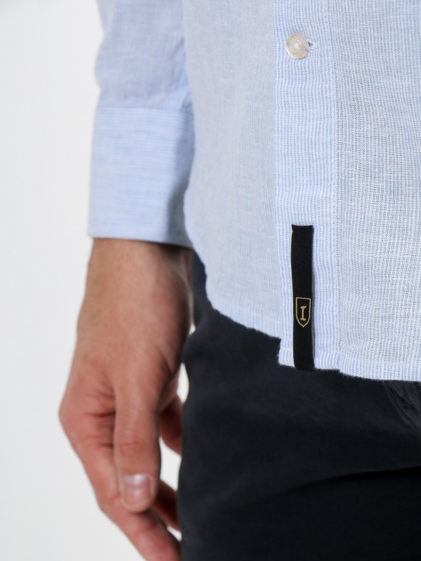 Mao collar linen cotton shirt Mao collar linen cotton shirt