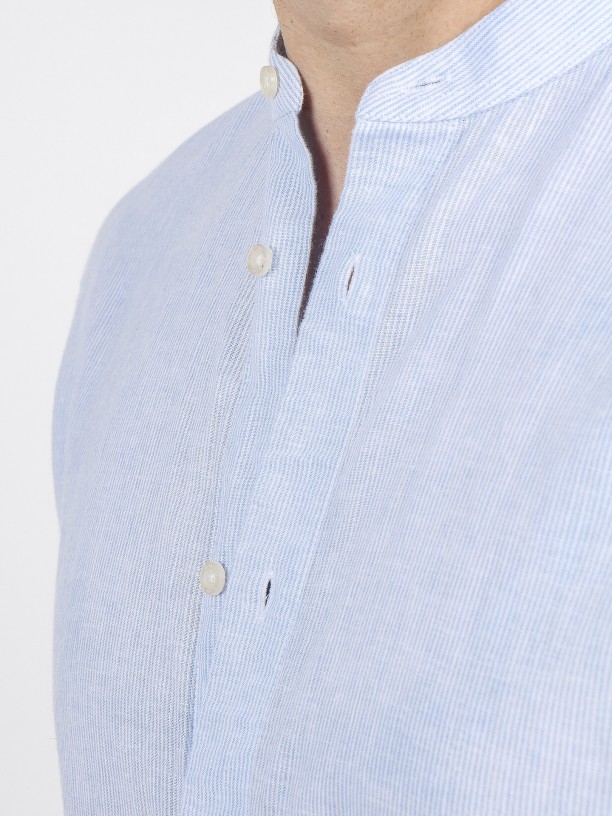 Mao collar linen cotton shirt Mao collar linen cotton shirt