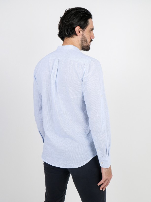 Mao collar linen cotton shirt Mao collar linen cotton shirt