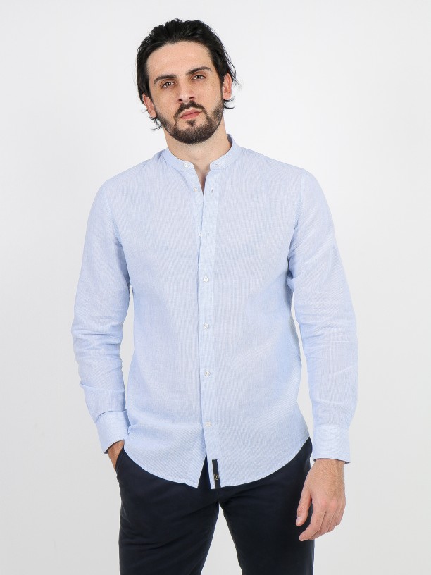 Mao collar linen cotton shirt Mao collar linen cotton shirt