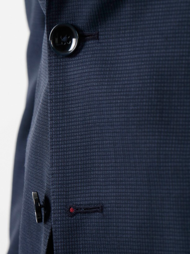 Regular fit wool micro pattern suit