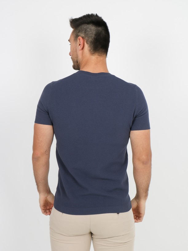 T-shirt de malha estruturada algodão