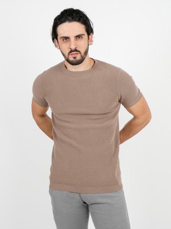 Cotton knit structured t-shirt