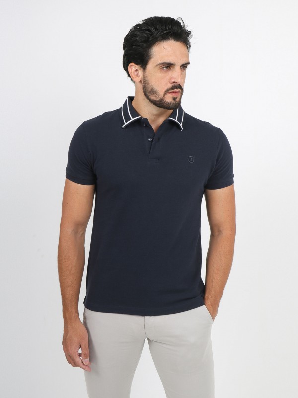 Cotton polo shirt with collar detail