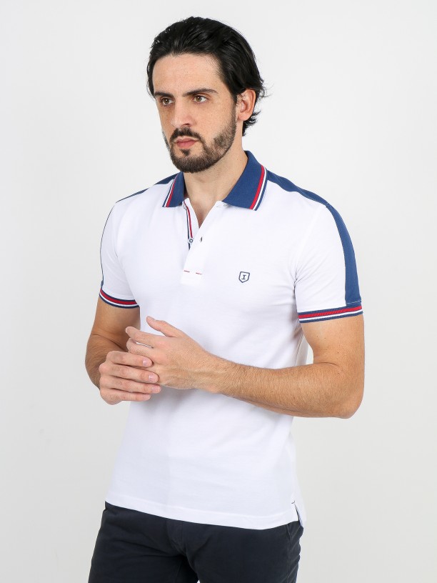 Cotton pique polo shirt with side bands Cotton pique polo shirt with side bands