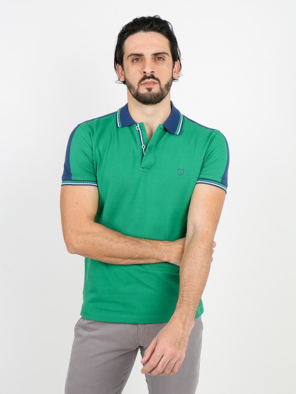 Cotton pique polo shirt with side bands