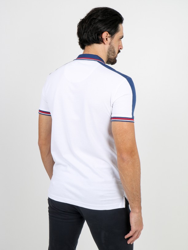 Cotton pique polo shirt with side bands Cotton pique polo shirt with side bands