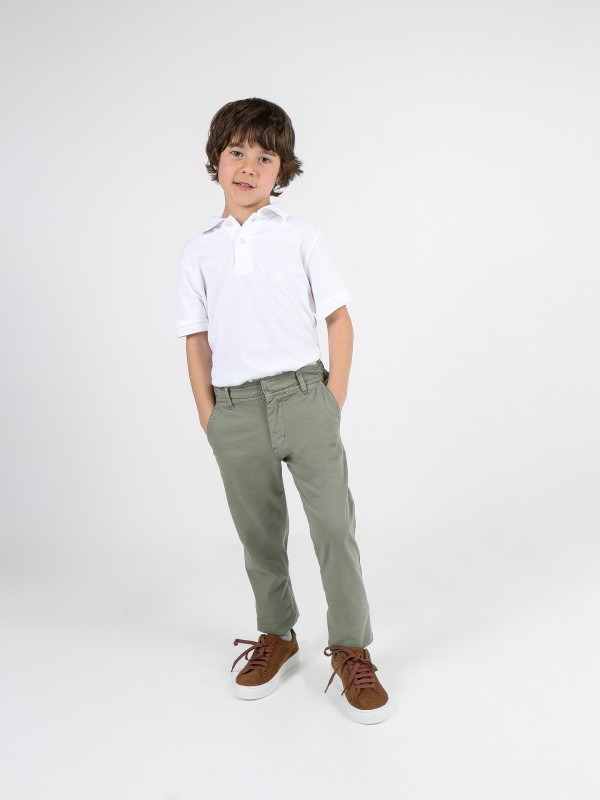 Elastic cotton chino trousers