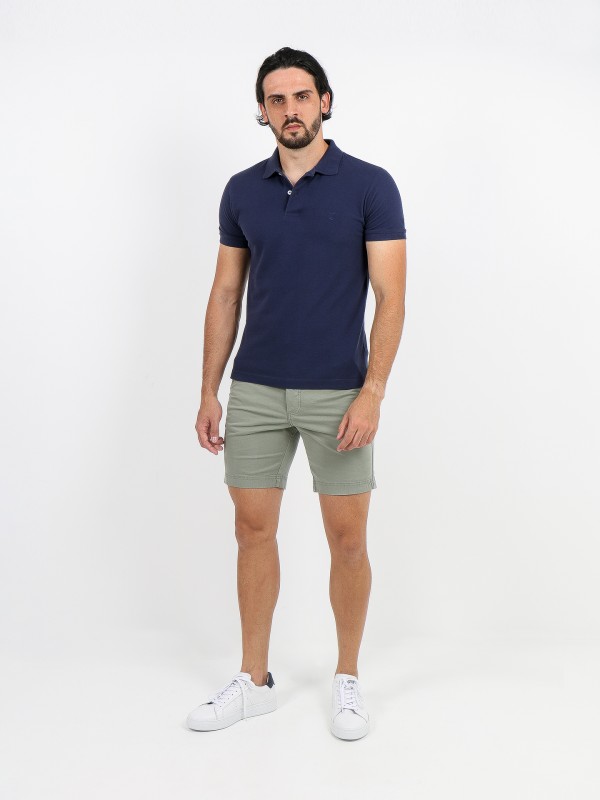 Cotton elastic chino shorts