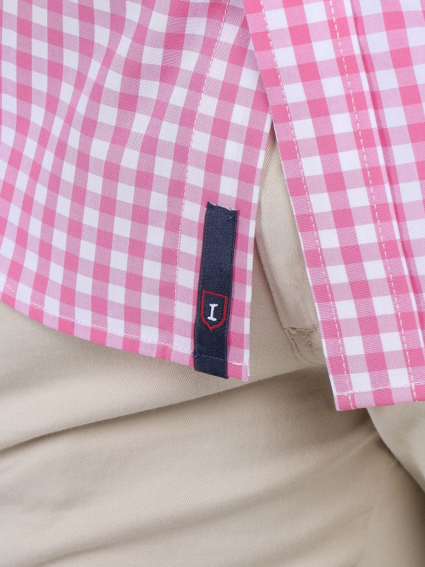Camisa de algodão padrão xadrez Camisa de algodão padrão xadrez