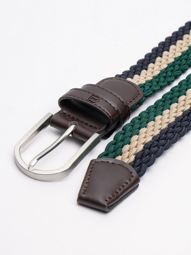 Tricolor braided detail belt