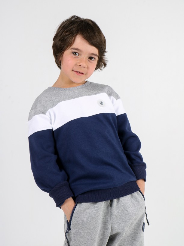 Camisola sweater de algodo tricolor