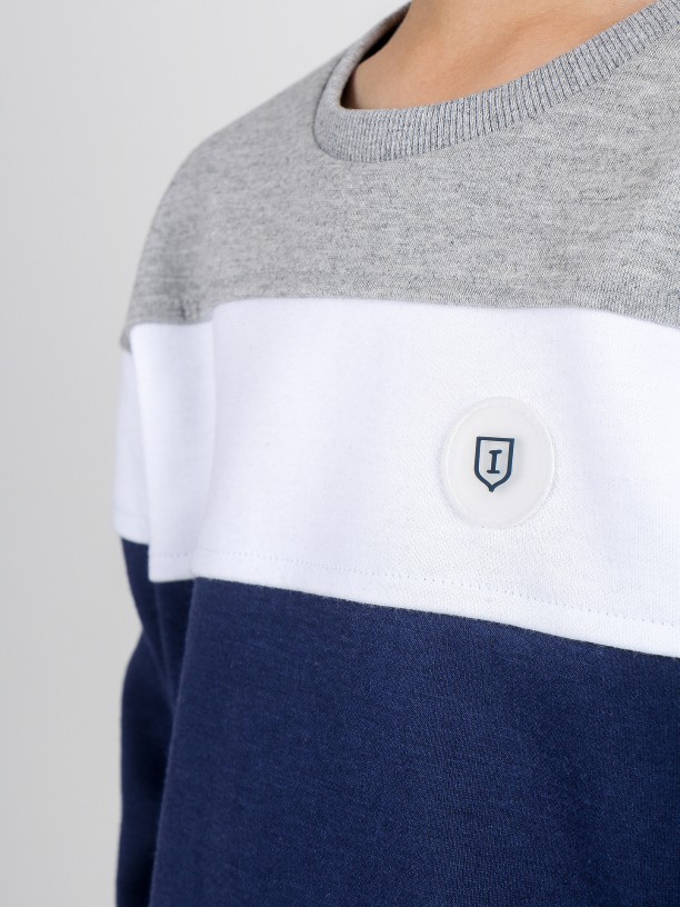 Camisola sweater de algodo tricolor