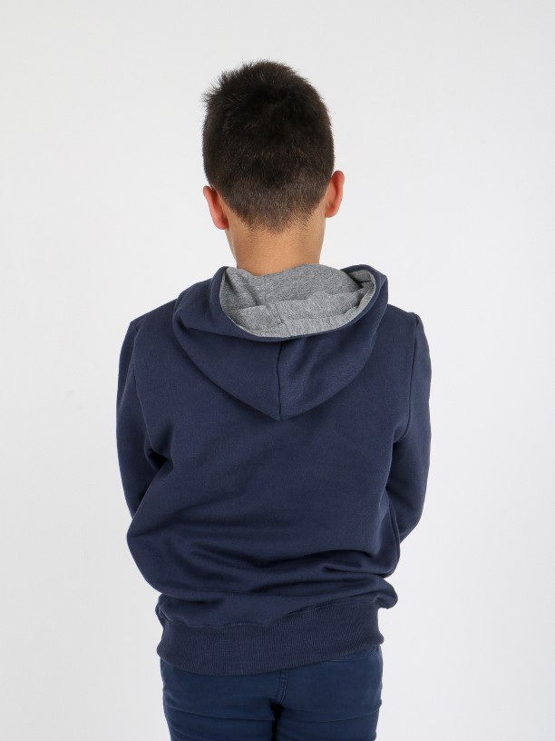 Hoodie algodo com contraste