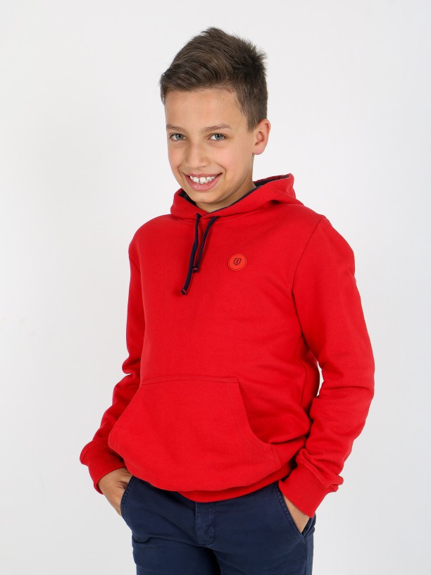Hoodie algodo com contraste