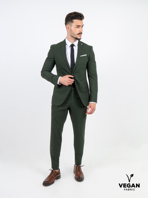 Plain slim fit suit vegan fabric
