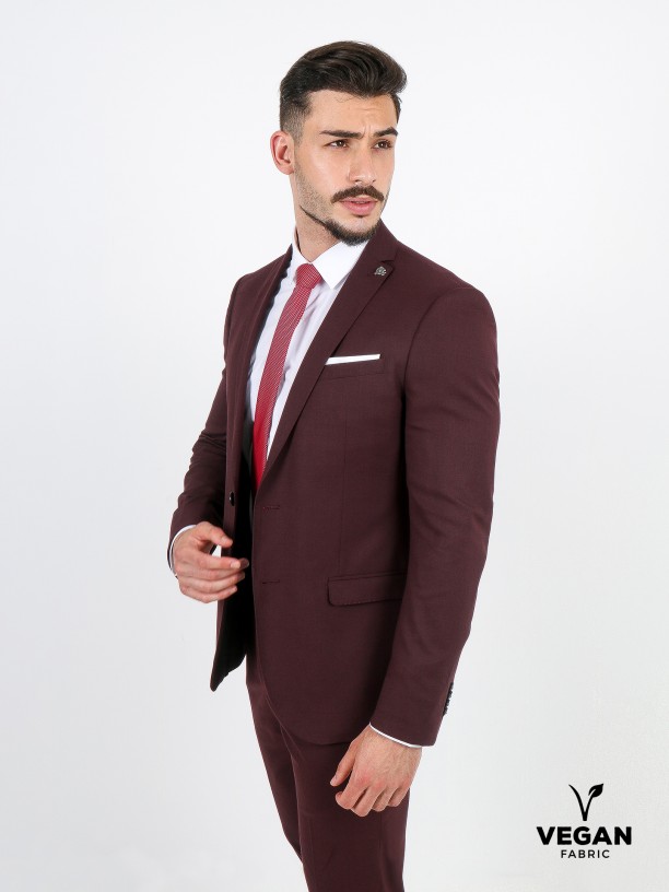 Plain slim fit suit vegan fabric