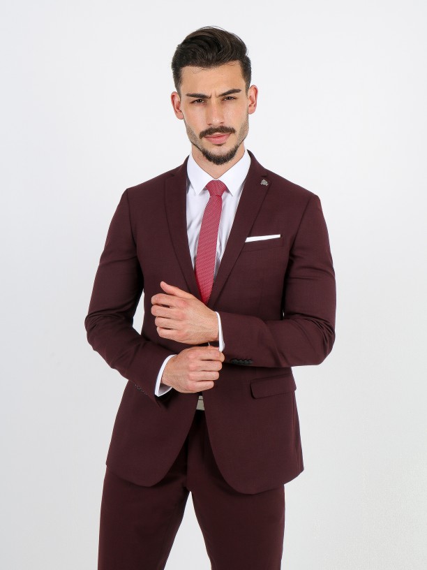 Plain slim fit suit vegan fabric