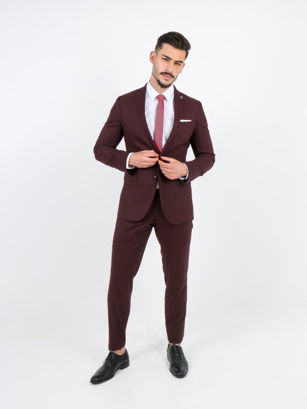 Plain slim fit suit vegan fabric