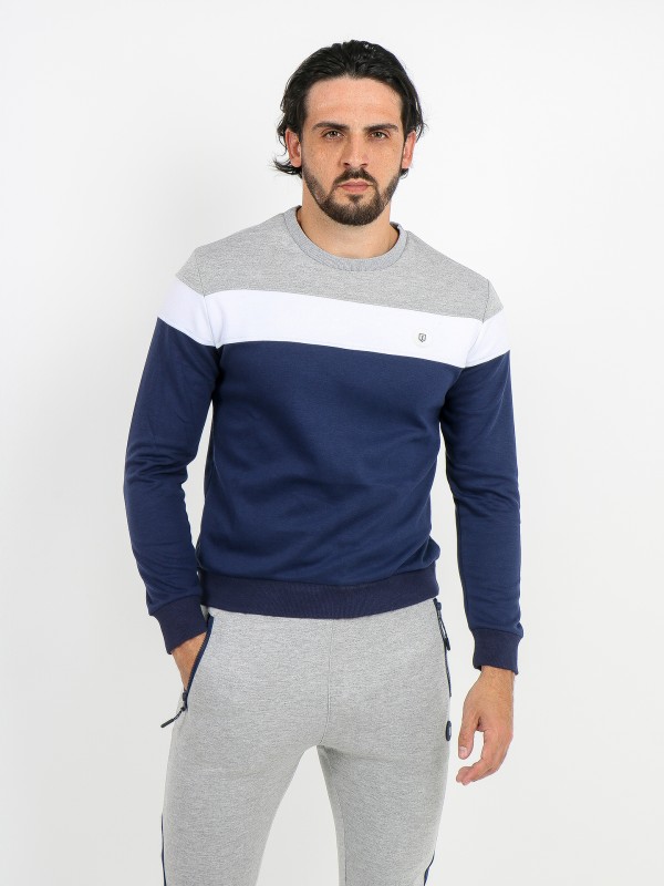 Tricolor cotton sport sweater