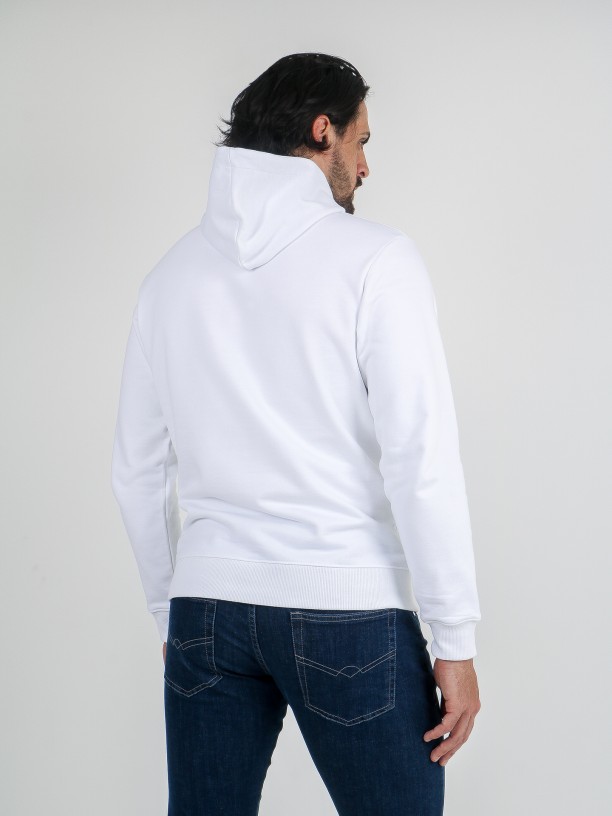 Sudadera hoodie algodón con contraste