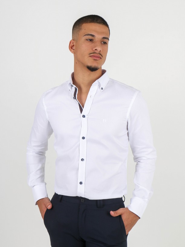 Camisa casual micro estrutura Camisa casual micro estrutura