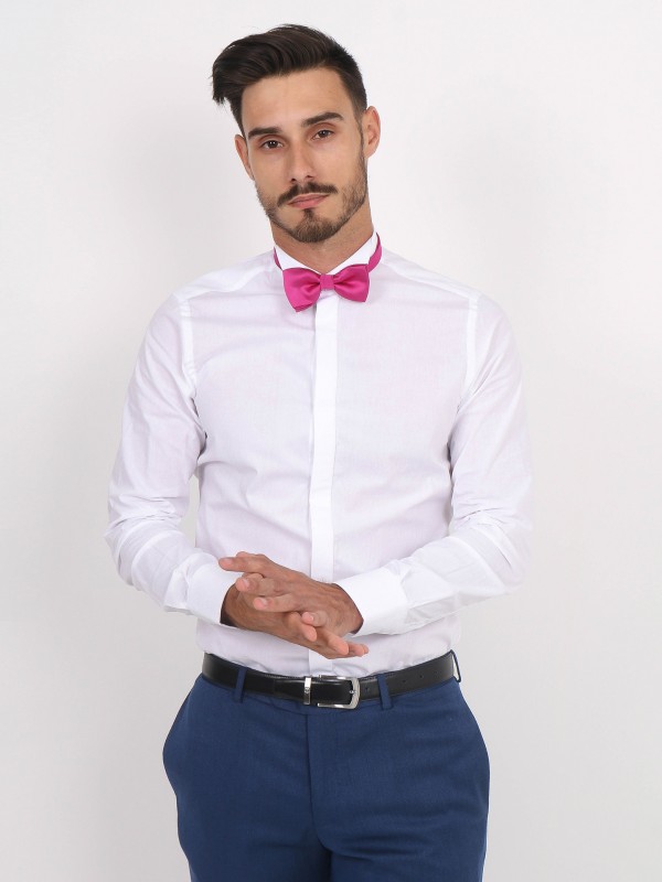 Camisa clssica slim fit colarinho de lao