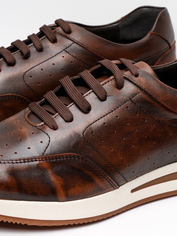 Leather sneakers with sole detail Leather sneakers with sole detail