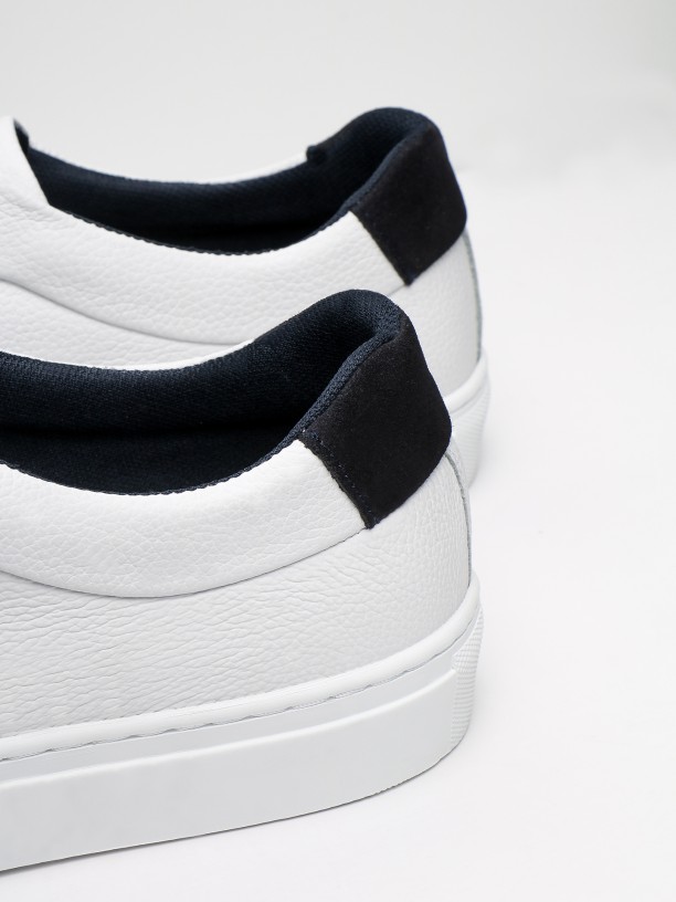 Leather sneakers with heel tab detail