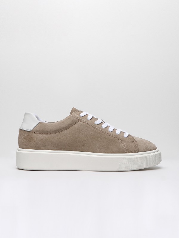 Leather sneakers with heel tab detail