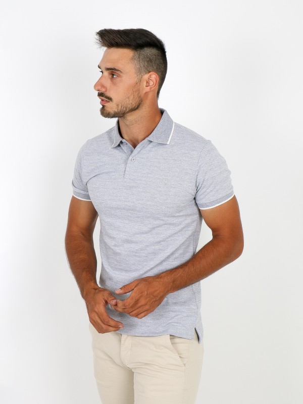 Knit polo shirt with pattern