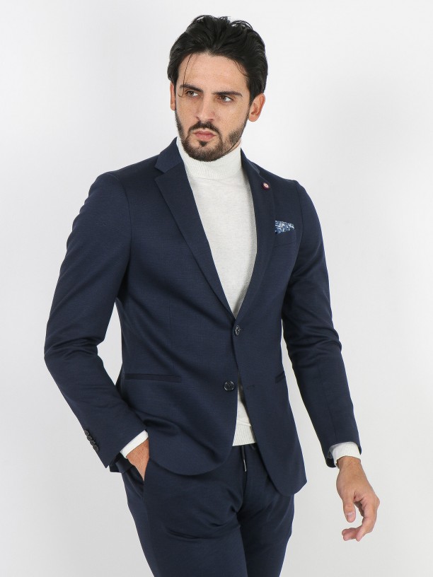 Slim fit plain knit fabric suit