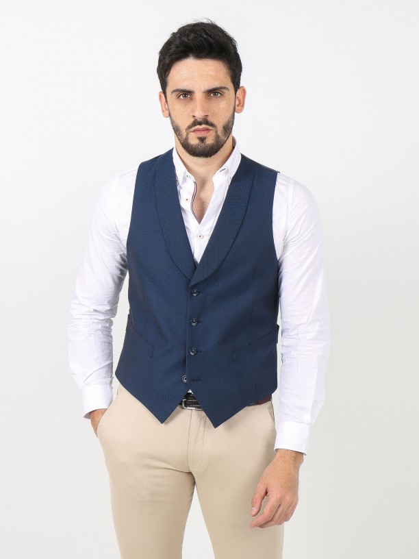 Micro pattern waistcoat with lapel collar